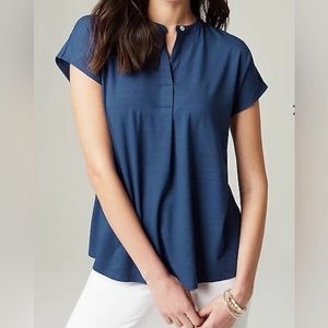 J.Jill Wearever Relaxed Slub-Knit Blue Top 3X NWOT